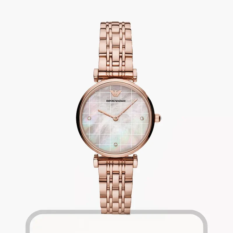 Emporio Armani Gianni T-bar Rose Gold-tone Ladies Watch- AR11385